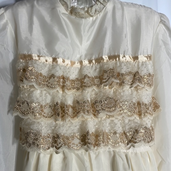 Rare vintage ivory and gold girls party dress - Picture 4 of 5